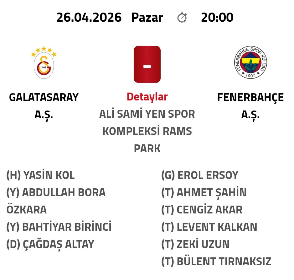 GALATASARAY – FENERBAHÇE MÜSABAKASININ HAKEMİ YASİN KOL